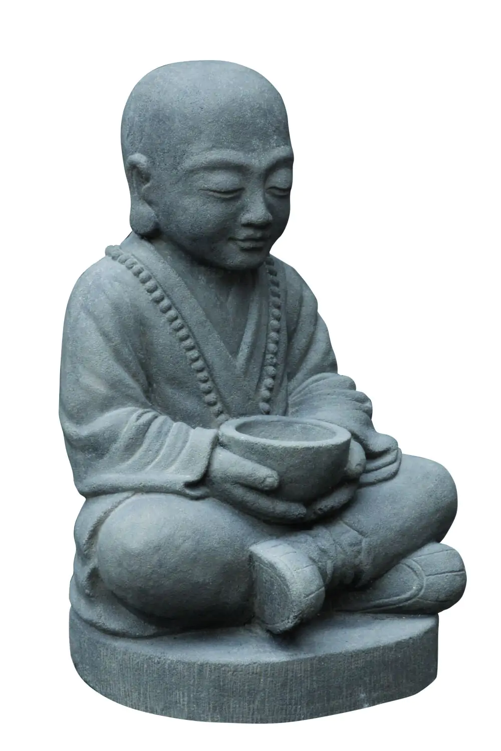 Product image 3 of the product “Sitting monk with bowl, 50cm height, cast lava stone, handcrafted& coloured ”